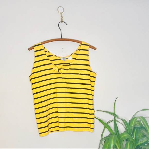 Vintage Tops - Vintage Retro 90’s Button Striped Side Split Tank